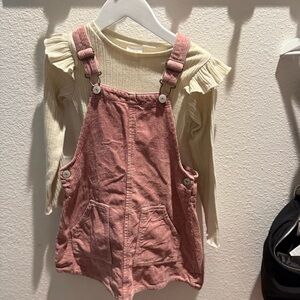 Pink Corduroy Kids Overalls With Bodysuit Zara